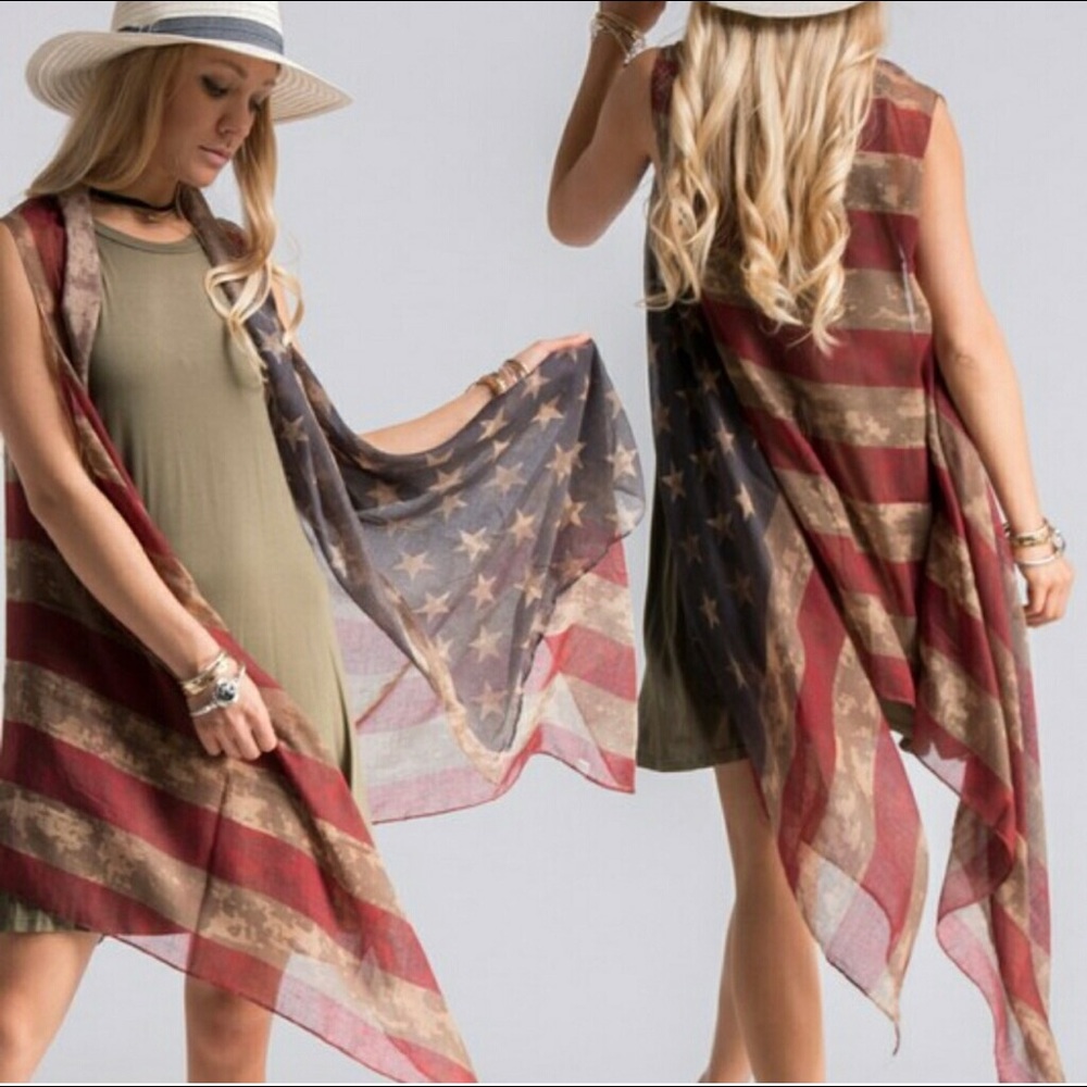 American Flag Shawl Vest